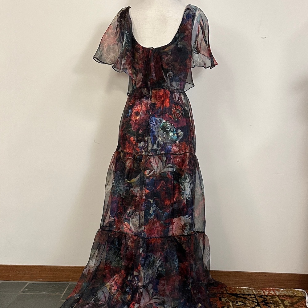 Theia Darla Scoop Neck Multicolor Floral Gown $845 - Picture 6 of 8